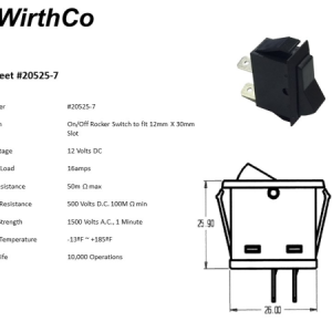 WirthCo Multi Purpose Switch, 16 Ampere, Rocker, Black – 20525