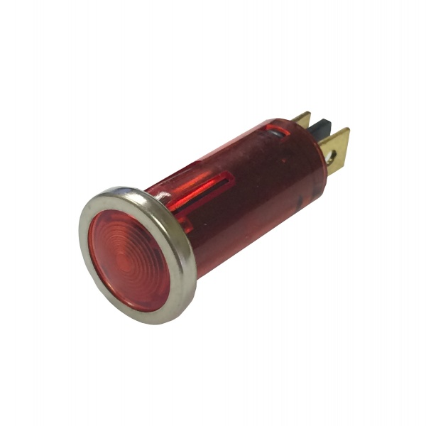 WirthCo Multi Purpose Light, 12 Volt, 1/2 Inch Round, Red, Chrome Plated Bezel, With Lucar Terminals – 20543