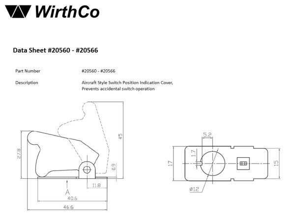WirthCo Toggle Switch Cover, Fits Aircraft Style Toggle Switch, Red – 20565