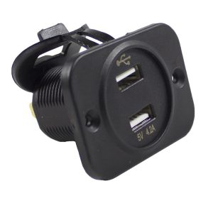 WirthCo USB Outlet, With Dual USB – 5 Volt 2.1 Amp Ports/ Weatherproof Cover/ Panel and Hardware, With 5-30 DC Volts Voltmeter – 20602