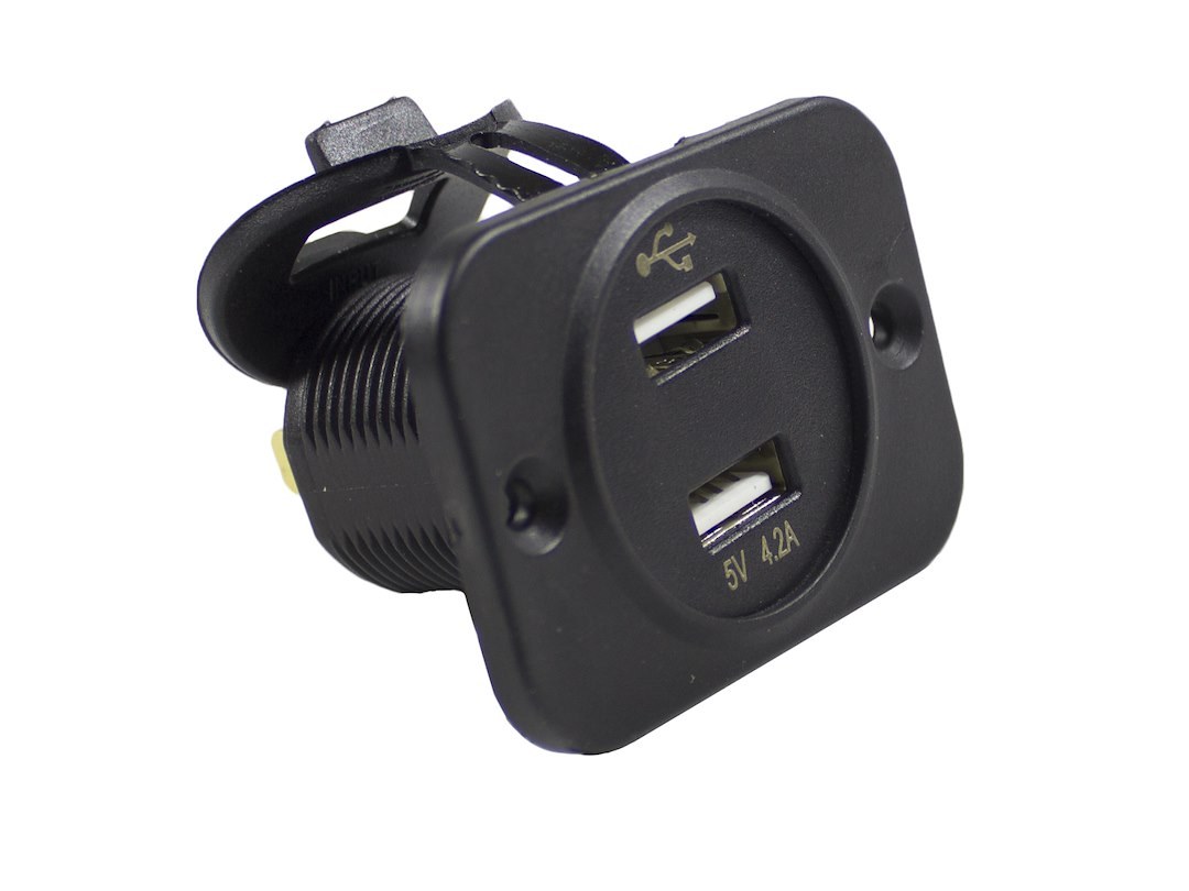 WirthCo USB Outlet, With Dual USB – 5 Volt 2.1 Amp Ports/ Weatherproof Cover/ Panel and Hardware, With 5-30 DC Volts Voltmeter – 20602