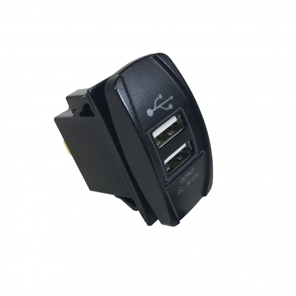 WirthCo USB Outlet, With Dual USB – 5 Volt 1 Amp and 2.1 Amp Port/ Weatherproof Cover/ Indicator Light, Rectangular Shape – 20603
