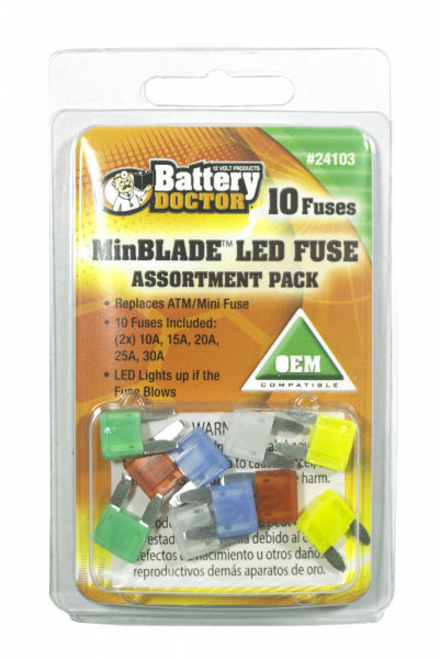WirthCo Fuse Assortment, Atm Mini Fuse, With Two Each of 10 Amp/ 15 Amp/ 20 Amp/ 25 Amp/ 30 Amp, Total of 10 Pieces – 24103