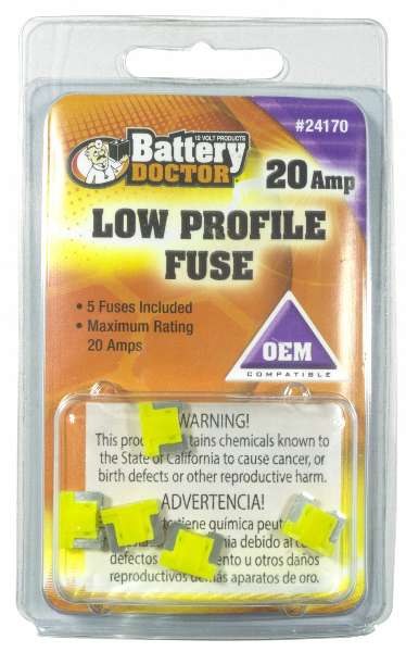WirthCo Fuse, Battery Doctor ®, Yellow Blade, Atm Mini, 20 Amp, Pack of 5 – 24170