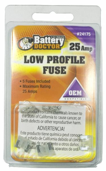 WirthCo Fuse, Battery Doctor ®, Low Profile Atm Mini Fuse, 25 Amp, Clear, Pack of 5 – 24175