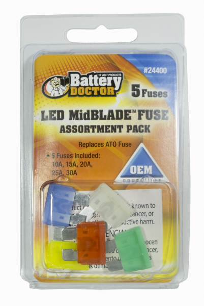 WirthCo Fuse Assortment, Ato/Atc Fuse, With One Each of 10 Amp/ 15 Amp/ 20 Amp/ 25 Amp/ 30 Amp, Total of 5 Pieces – 24400