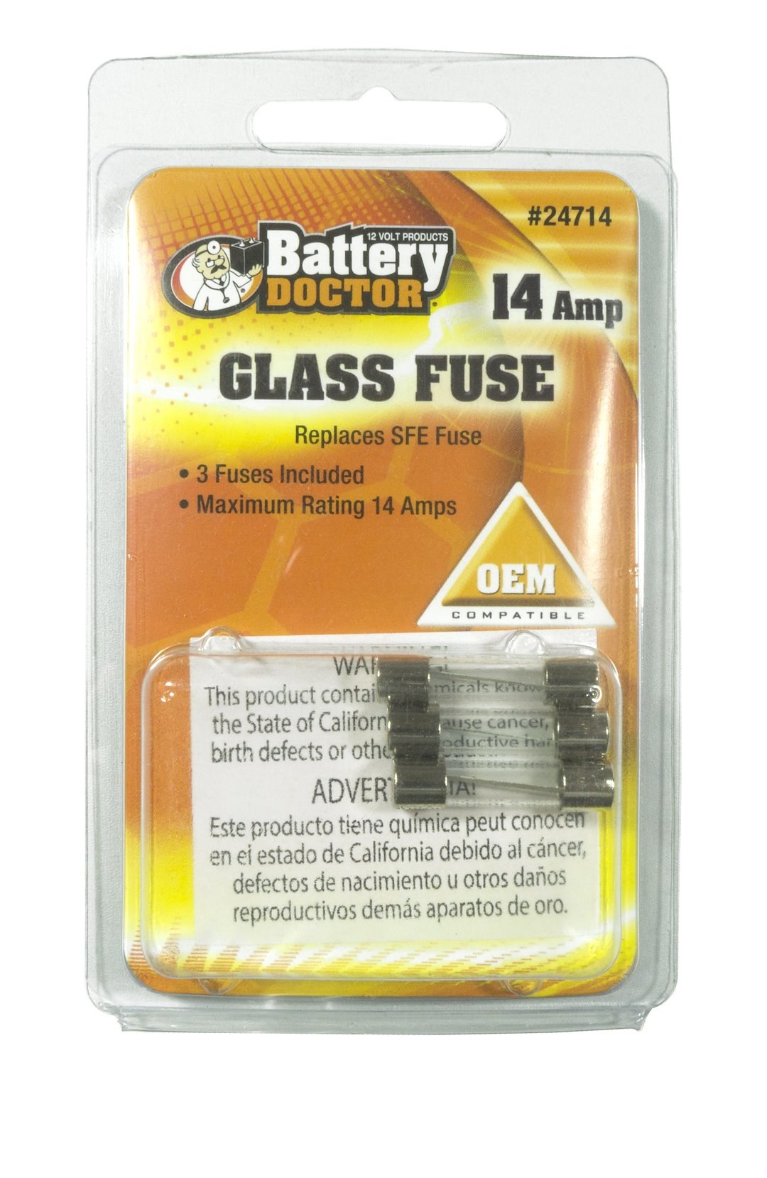 WirthCo Fuse, Battery Doctor ®, Sfe Glass Fuse, 14 Amp, Pack of 3 – 24714