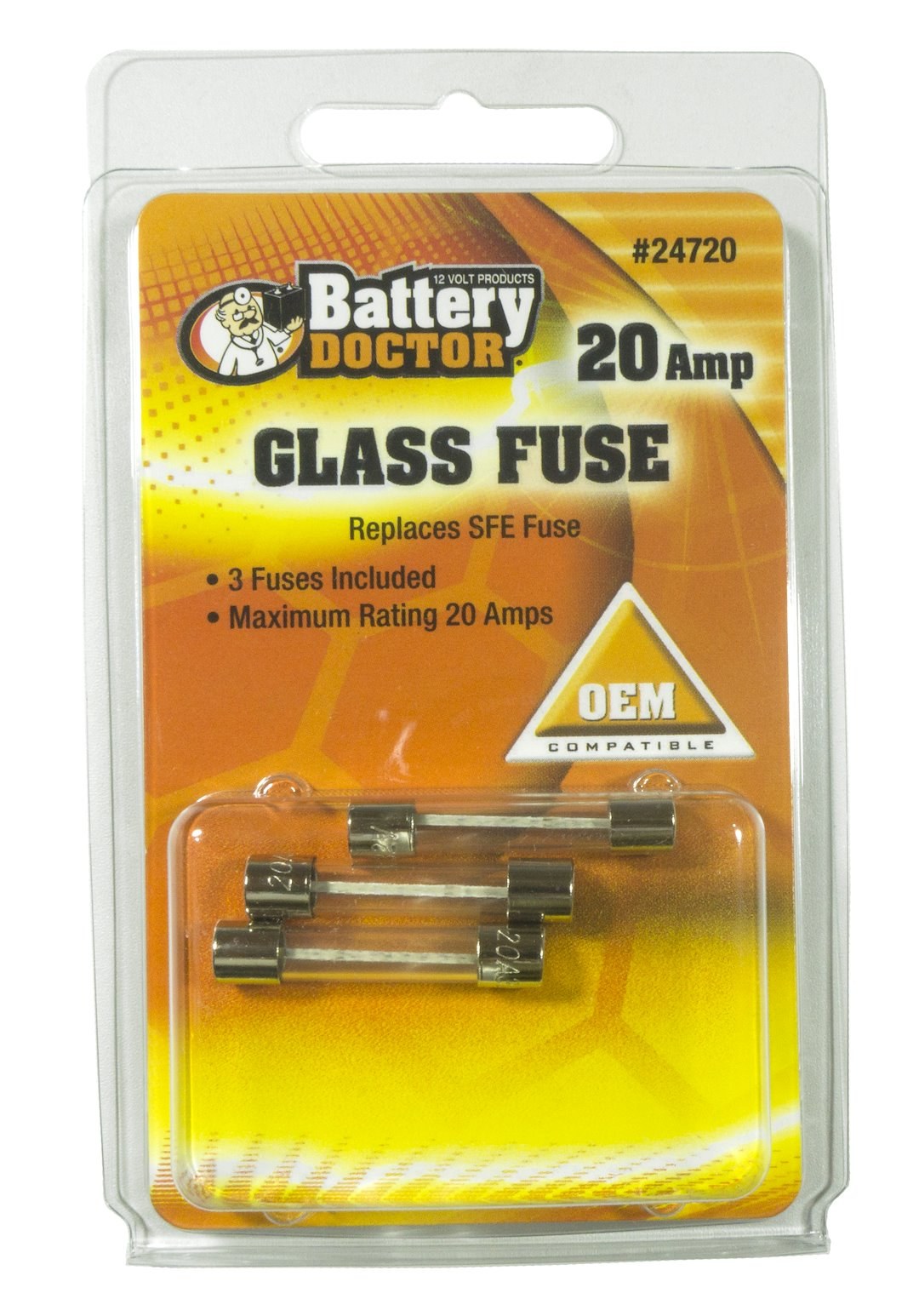 WirthCo Fuse, Battery Doctor ®, Sfe Glass Fuse, 20 Amp, Pack of 3 – 24720