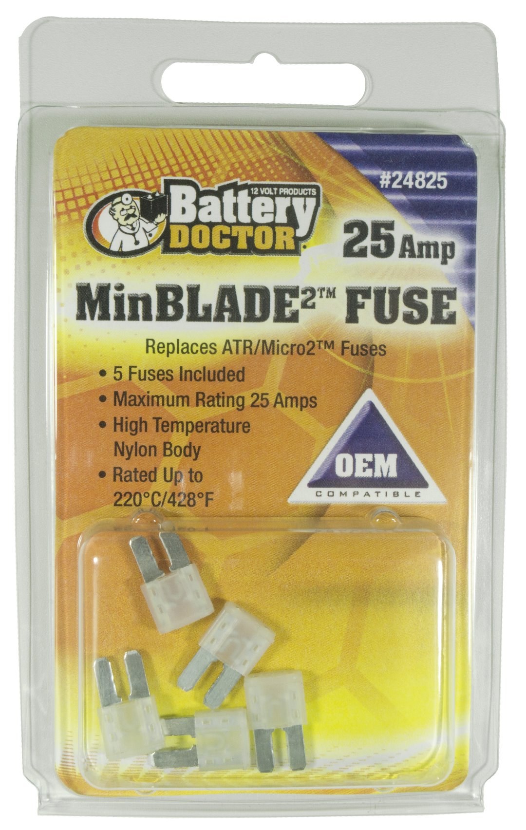 WirthCo Fuse, MinBlade2 ™, 25 Amp, Clear, 5 Per Pack – 24825