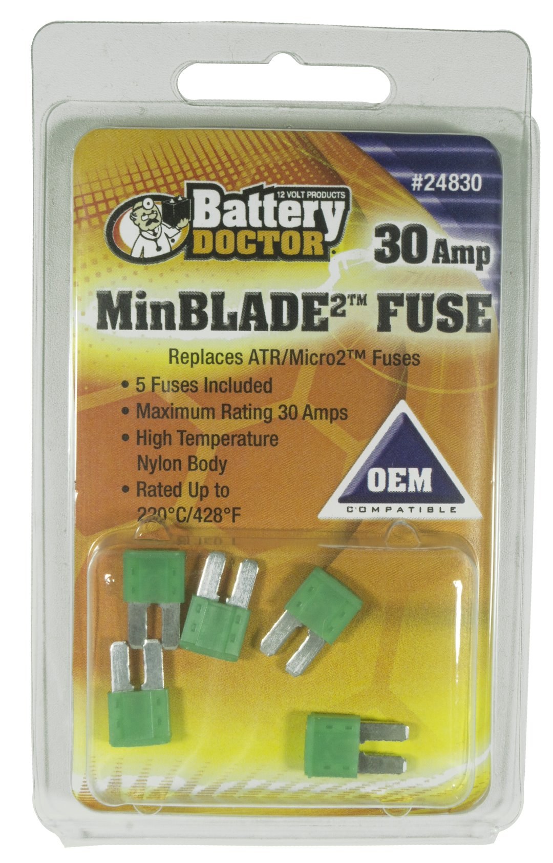 WirthCo Fuse, MinBlade2 ™, 30 Amp, Green, 5 Per Pack – 24830