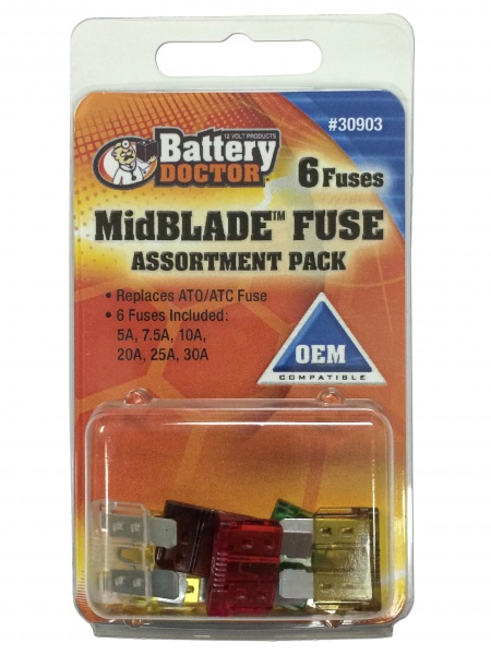 WirthCo Fuse Assortment, Atc/Ato Blade Fuse, With One Each of 5 Amp/ 7.5 Amp/ 10 Amp/ 20 Amp/ 25 Amp/ 30 Amp Fuses, Total of 6 Pieces – 30903