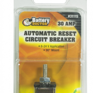 WirthCo Circuit Breaker, 30 Amp, Fits 6 to 24 Volt Application, Automatic Reset, Single, Stud Mounted with Right Angle Bracket – 31115