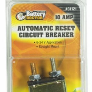 WirthCo Circuit Breaker, 10 Amp, Fits 6 to 24 Volt Application, Automatic Reset, Single, Stud Mounted with IN-Line Bracket – 31121