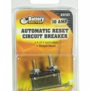 WirthCo Circuit Breaker, 10 Amp, Fits 6 to 24 Volt Application, Automatic Reset, Single, Stud Mounted with IN-Line Bracket – 31121
