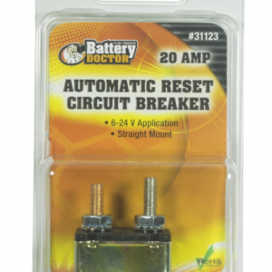 WirthCo Circuit Breaker, 20 Amp, Fits 6 to 24 Volt Application, Automatic Reset, Single, Stud Mounted with IN-Line Bracket – 31123