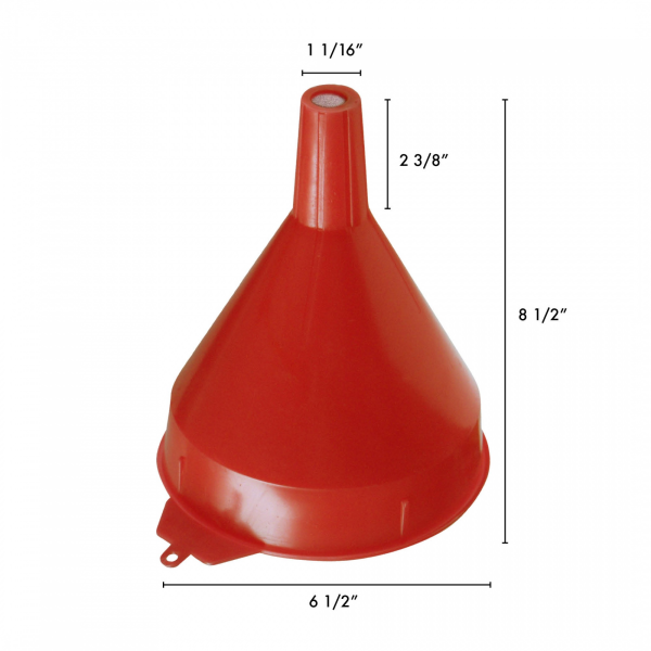 WirthCo Funnel, Round, 6-1/2 Inch Top Inside Diameter X 8-1/2 Inch Overall Height – 32002