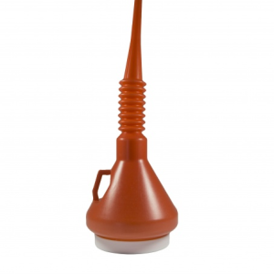 WirthCo Funnel, Round, 4 Inch Top Inside Diameter X 17 Inch Height, 9/16 Inch Spout Outside Diameter, 1.5 Quart Capacity, Red, Polyethylene – 32130