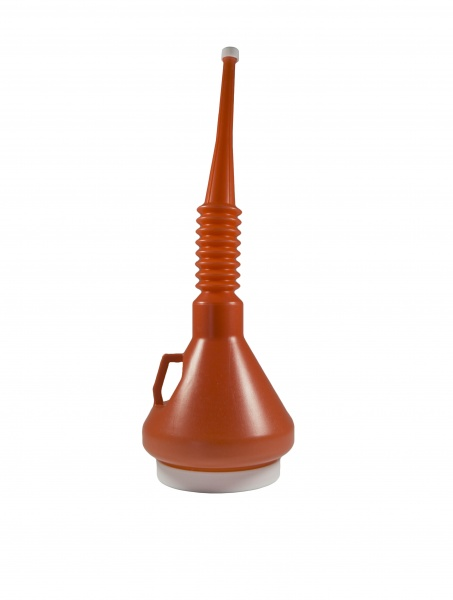 WirthCo Funnel, Round, 4 Inch Top Inside Diameter X 17 Inch Height, 9/16 Inch Spout Outside Diameter, 1.5 Quart Capacity, Red, Polyethylene – 32130