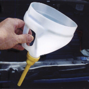 WirthCo Funnel, Round, 1/2 Inch Spout Outside Diameter X 4 Inch Flexible Spout Length, Yellow, Thermoplastic Elastomer, With Cap – 32157