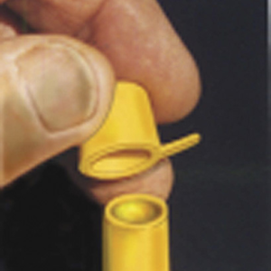 WirthCo Funnel, Round, 1/2 Inch Spout Outside Diameter X 4 Inch Flexible Spout Length, Yellow, Thermoplastic Elastomer, With Cap – 32157