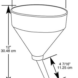 WirthCo Funnel, Round, 7-1/2 Inch Top Inside Diameter X 12 Inch Overall Height, 5/8 Inch Spout Outside Diameter X 4-7/16 Inch Spout Length – 32300