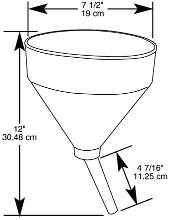 WirthCo Funnel, Round, 7-1/2 Inch Top Inside Diameter X 12 Inch Overall Height, 5/8 Inch Spout Outside Diameter X 4-7/16 Inch Spout Length – 32300