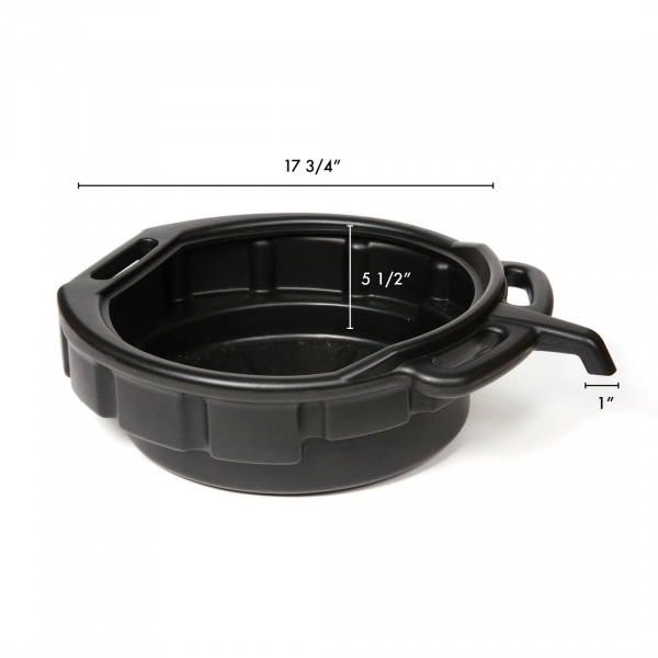 WirthCo Drain Pan, 4 Gallon Capacity, 17-3/4 Inch Top Inside Diameter X 1 Inch Spout Outside Diameter, 5-1/2 Inch Overall Height, Black – 32953