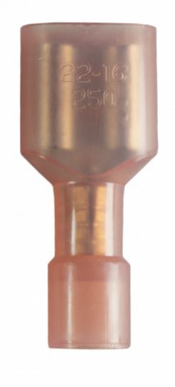WirthCo Wire Terminal End, 1/4 Inch Nylon Fully Insulated Female Quick Disconnect, 22-18 Gauge Wire, Pack of 5 – 80875