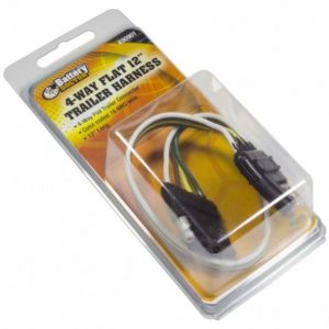 WirthCo Trailer Wiring Connector, Trailer Side, 4-WAY Flat Male and Female Side, 12 Inch Lead Length, Color Coded 18 Gauge Wires – 80901