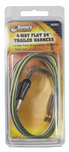 WirthCo Trailer Wiring Connector, Trailer Side, 4-WAY Male Plug, 24 Inch Lead Length – 80903