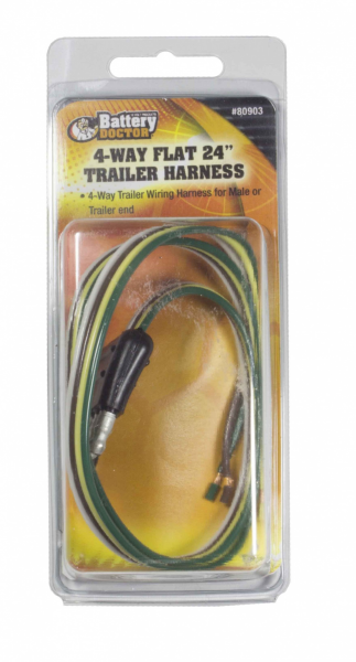 WirthCo Trailer Wiring Connector, Trailer Side, 4-WAY Male Plug, 24 Inch Lead Length – 80903