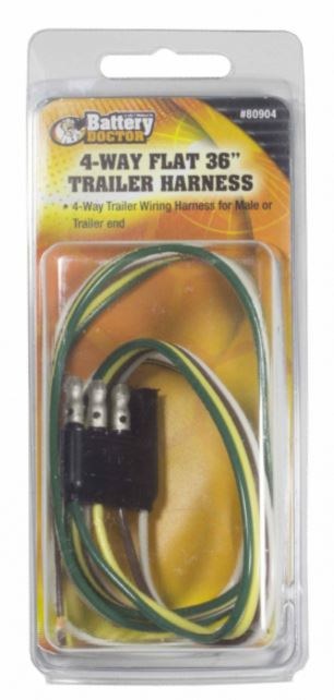 WirthCo Trailer Wiring Connector, Trailer Side, 4-WAY Male Plug, 36 Inch Lead Length – 80904