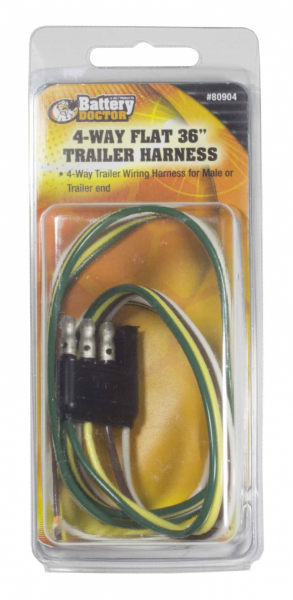WirthCo Trailer Wiring Connector, Trailer Side, 4-WAY Male Plug, 36 Inch Lead Length – 80904