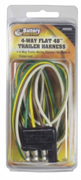 WirthCo Trailer Wiring Connector, Trailer Side, 4-WAY Male Plug, 48 Inch Lead Length – 80905