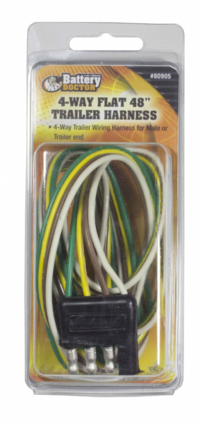WirthCo Trailer Wiring Connector, Trailer Side, 4-WAY Male Plug, 48 Inch Lead Length – 80905