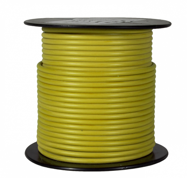 WirthCo Primary Wire, Stranded Conductor, 14 Gauge, Yellow, 100 Feet Spool, Copper Conductor/ Cross-Linked Polyethylene Insulation – 81022