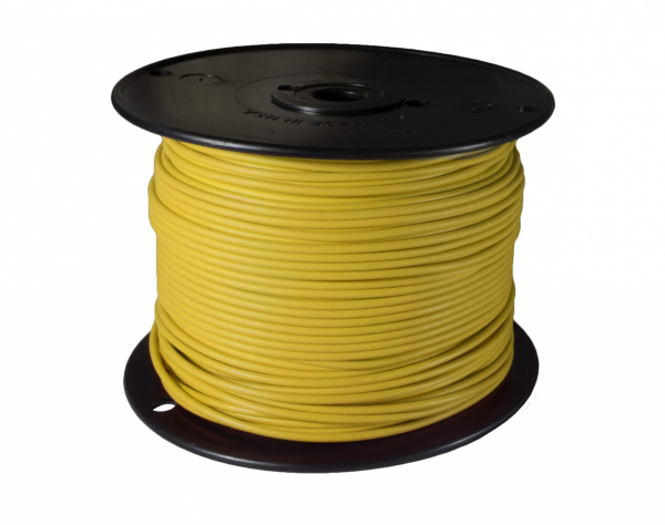 WirthCo Primary Wire, Stranded Conductor, 14 Gauge, Yellow, 500 Feet Spool, Copper Conductor/ Cross-Linked Polyethylene Insulation – 81030