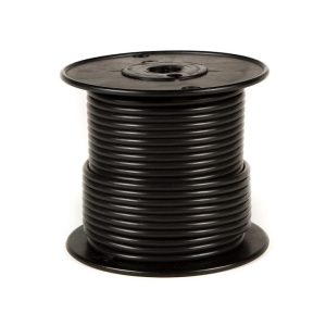 WirthCo Primary Wire, Stranded Conductor, 8 Gauge, Black, 50 Feet Spool, Copper Conductor/ PVC Insulation – 81046