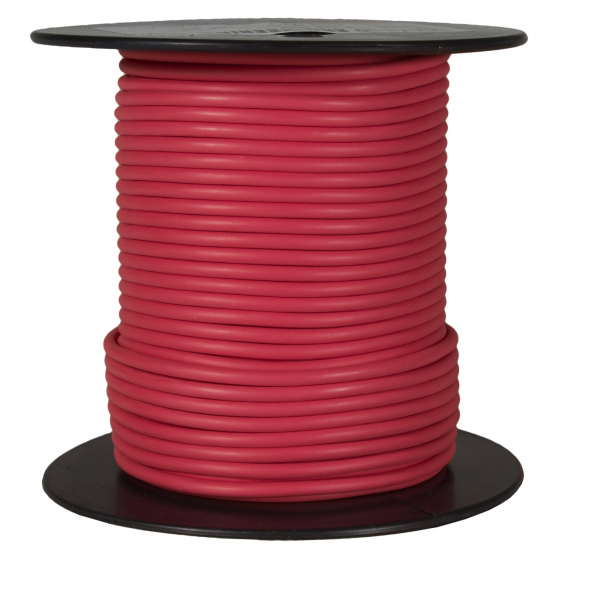 WirthCo Primary Wire, Stranded Conductor, 12 Gauge, Red, 100 Feet Spool, Copper Conductor/ PVC Insulation – 81066