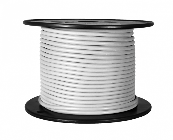 WirthCo Primary Wire, Stranded Conductor, 16 Gauge, White, 100 Feet Spool, Copper Conductor/ PVC Insulation – 81104