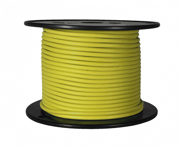 WirthCo Primary Wire, Stranded Conductor, 16 Gauge, Yellow, 100 Feet Spool, Copper Conductor/ PVC Insulation – 81105