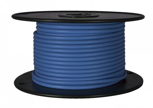 WirthCo Primary Wire, Stranded Conductor, 18 Gauge, Blue, 100 Feet Spool, Copper Conductor/ PVC Insulation – 81108