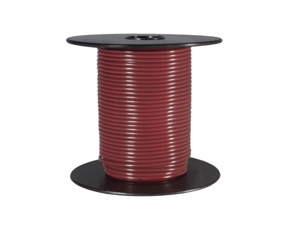 WirthCo Primary Wire, Stranded Conductor, 20 Gauge, Red, 100 Feet Spool, Copper Conductor/ PVC Insulation – 81118