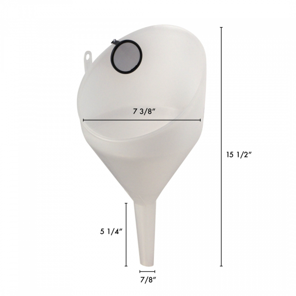 WirthCo Funnel, D Shaped, 8 Inch Top Inside Diameter X 10 Inch Overall Height, 7/8 Inch Spout Outside Diameter X 5-1/2 Inch Spout Length – 90080
