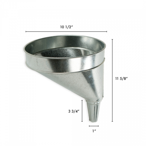 WirthCo Funnel, Round, 10-1/2 Inch Diameter X 11-5/8 Inch Overall Height, 15/16 Inch Spout Inside Diameter X 3-3/4 Inch Length Side Spout – 94465