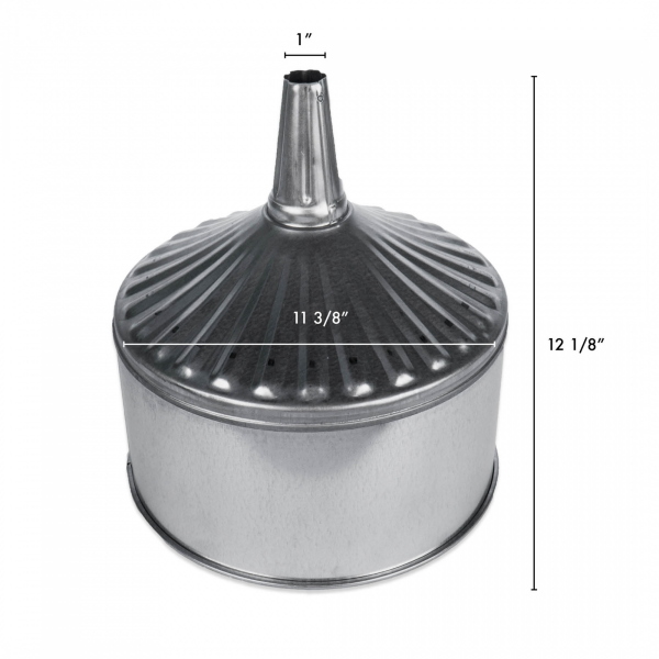 WirthCo Funnel, Round, 11-3/8 Inch Top Outside Diameter X 12-1/8 Inch Overall Height, 1 Inch Inside Diameter X 3-3/4 Inch Length Center Spout – 94467