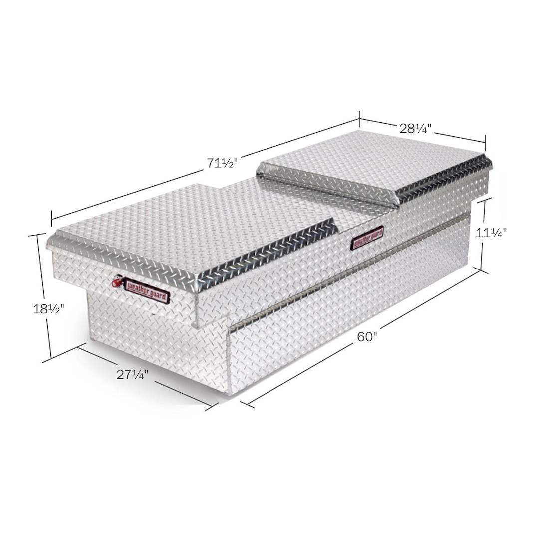 Weather Guard Tool Box, Crossover, Gull Wing, Diamond Tread, Bright, Aluminum, 27-1/2 Inch Length X 71-1/2 Inch Width X 18-1/2 Inch Height – 114-0-01