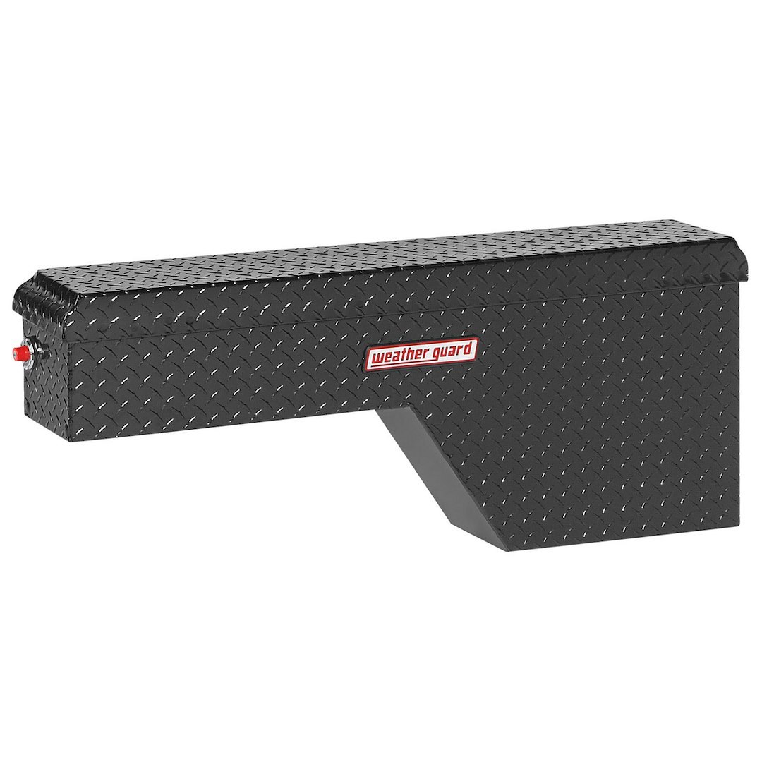 Weather Guard Tool Box, Pork Chop, Wheel-Well, Single Lid, Diamond Tread, Black, Aluminum – 171-5-01