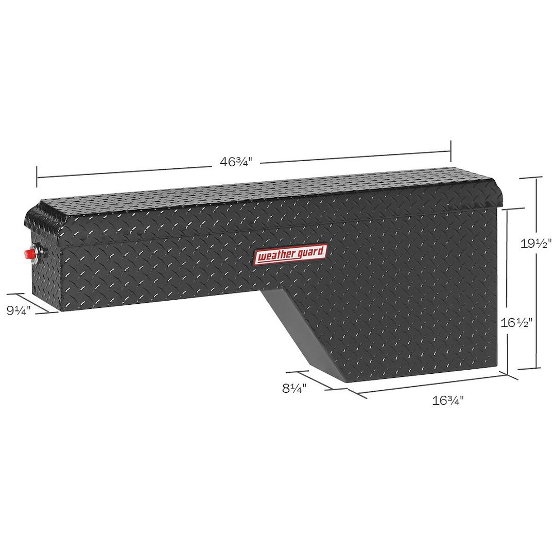 Weather Guard Tool Box, Pork Chop, Wheel-Well, Single Lid, Diamond Tread, Black, Aluminum – 171-5-01