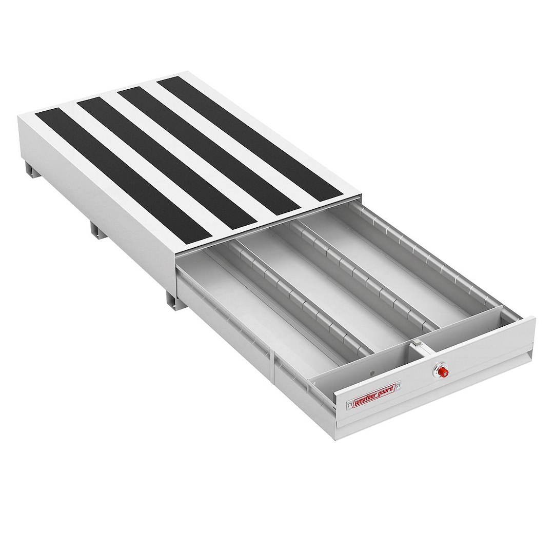 Weather Guard Bed Drawer, Pack Rat ®, 48 Inch Length X 30 Inch Width X 9-1/2 Inch Height, Lateral, One Drawer, Two Compartments, Steel – 307-3-04
